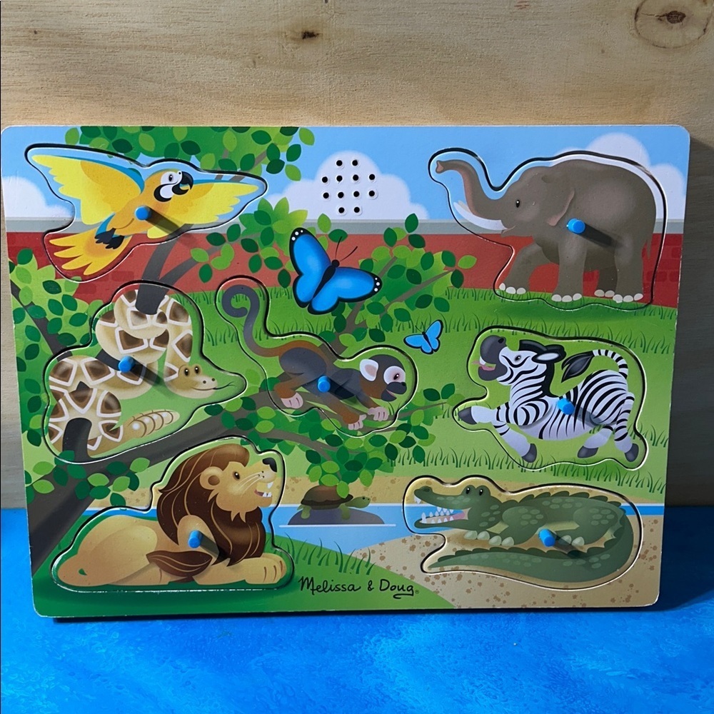 Melissa & Doug Wooden 7-Piece At the Zoo Sound Puzzle